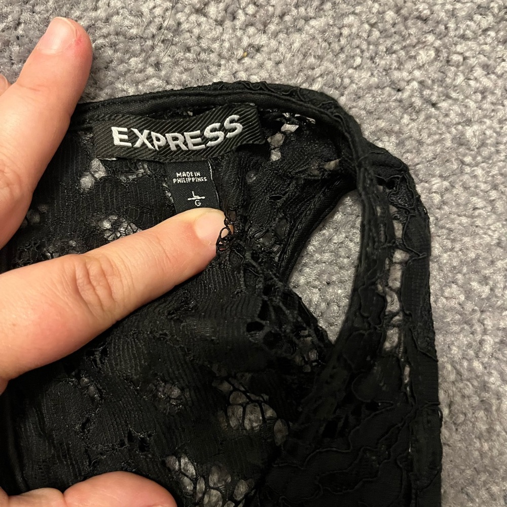Express black Lace tank size L with long zipper down back